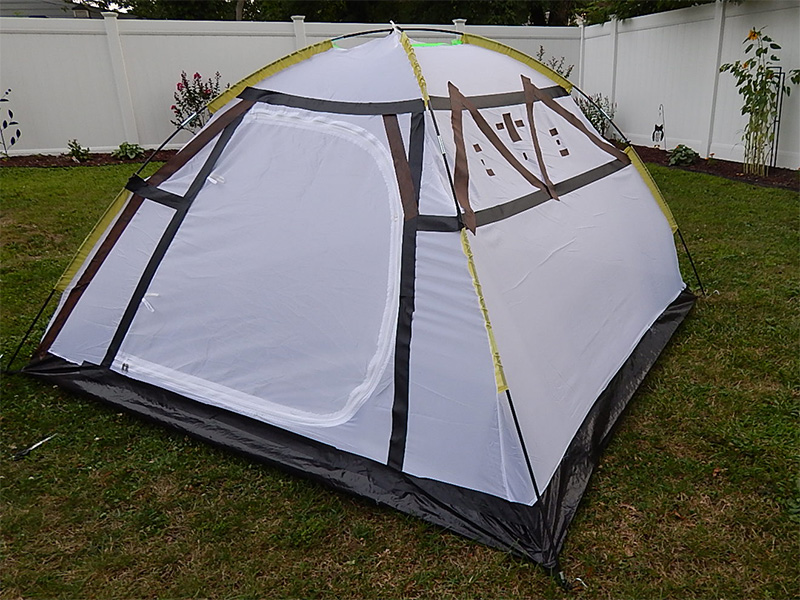 I started this design by adding some stripes and a zig-zag pattern in Pro Gaff® Black and Pro Gaff® Desert Tan Camo, as I did this, the tent reminded me of a tee-pee, so I went with that as inspiration. I started this design by adding some stripes and a zig-zag pattern in Pro Gaff® Black and Pro Gaff® Desert Tan Camo, as I did this, the tent reminded me of a tee-pee, so I went with that as inspiration.