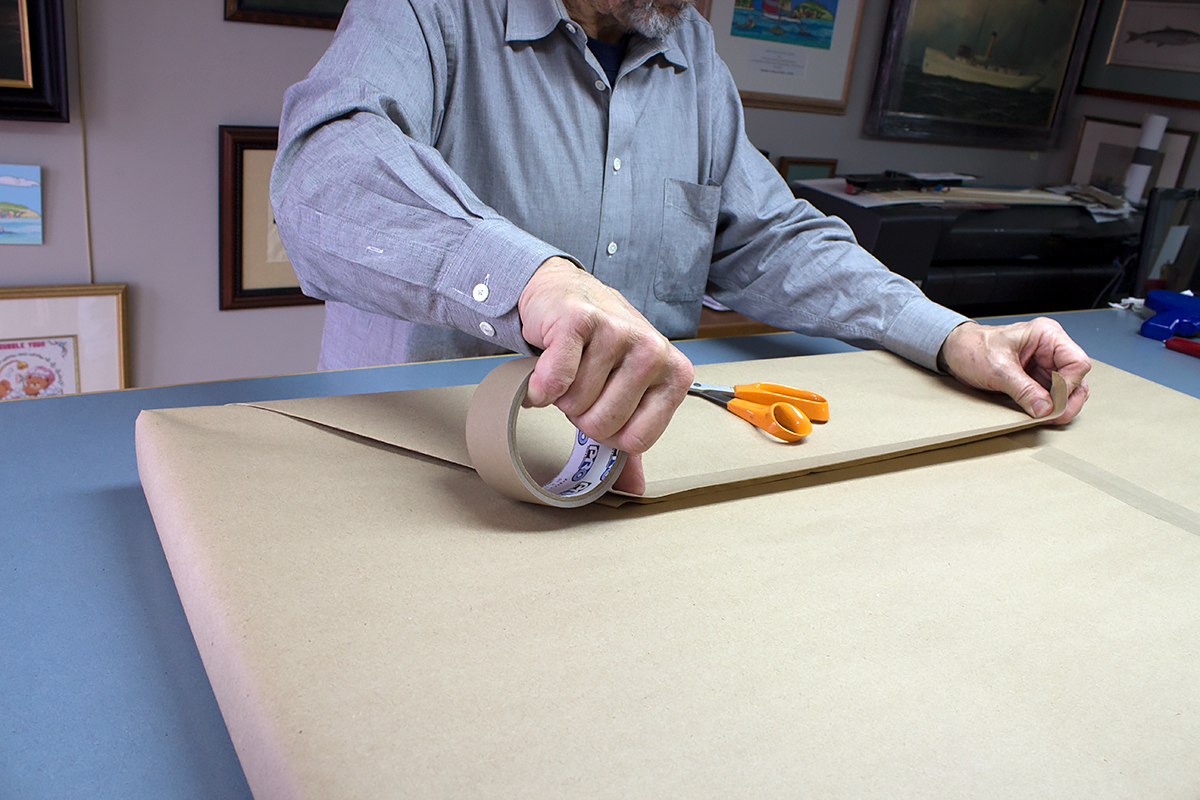 Utilizing Pro® 183 Kraft Tape to complete the wrapping of the frame job for that gallery finish. Utilizing Pro® 183 Kraft Tape to complete the wrapping of the frame job for that gallery finish.