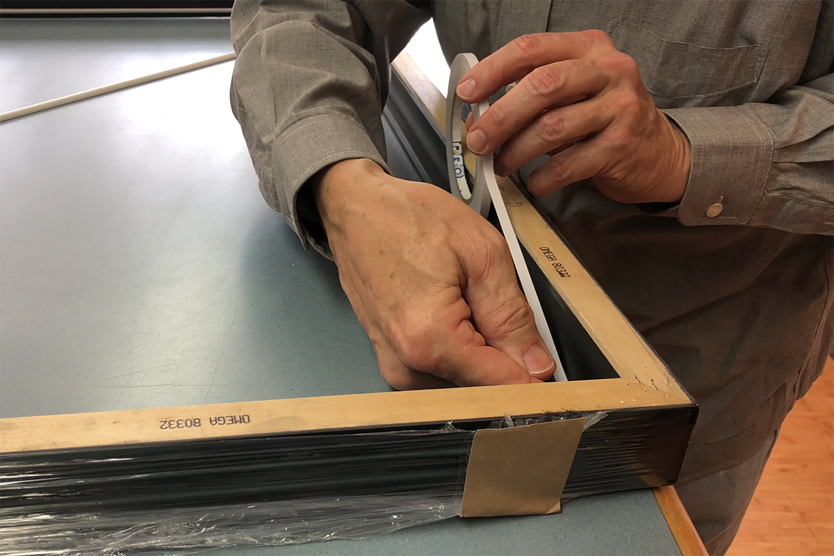 Lining the picture frame rabbet with Pro® Fillet for easy application of fillet to the frame. Lining the picture frame rabbet with Pro® Fillet for easy application of fillet to the frame.